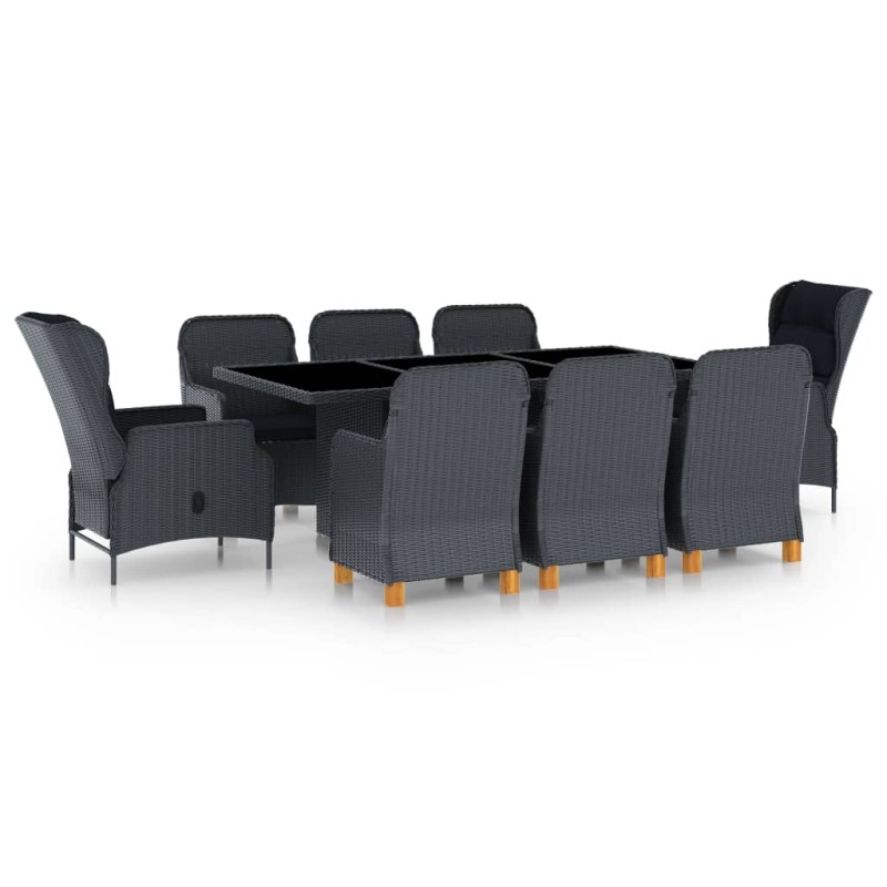 vidaXL 9-tlg. Garten-Essgruppe mit Auflagen Poly Rattan Dunkelgrau vidaXL 9-tlg. Garten-Essgruppe mit Auflagen Poly Rattan Dunkelgrau