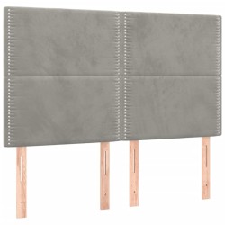 vidaXL Kopfteile 4 Stk. Hellgrau 72x5x78/88 cm Samt