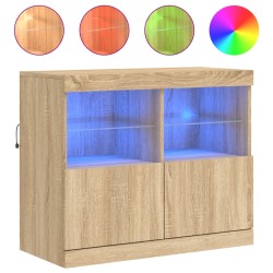 vidaXL Sideboard mit LED-Leuchten Sonoma-Eiche 81x37x67 cm