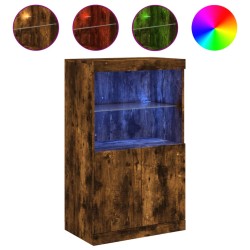 vidaXL Sideboard mit LED-Leuchten Räuchereiche 60,5x37x100 cm
