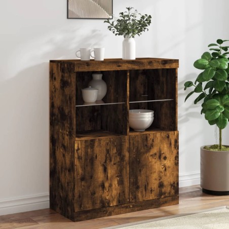 vidaXL Sideboard mit LED-Leuchten Räuchereiche 81x37x100 cm