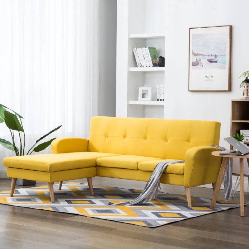 vidaXL Sofa in L-Form Stoffbezug 186 x 136 x 79 cm Gelb vidaXL Sofa in L-Form Stoffbezug 186 x 136 x 79 cm Gelb