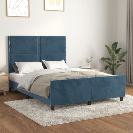 vidaXL Bettgestell mit Kopfteil Dunkelblau 140x190 cm Samt