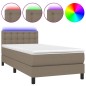 vidaXL Boxspringbett mit Matratze & LED Taupe 90x190 cm Stoff vidaXL Boxspringbett mit Matratze & LED Taupe 90x190 cm Stoff
