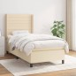 vidaXL Boxspringbett mit Matratze Creme 90x190 cm Stoff vidaXL Boxspringbett mit Matratze Creme 90x190 cm Stoff