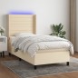 vidaXL Boxspringbett mit Matratze & LED Creme 90x190 cm Stoff vidaXL Boxspringbett mit Matratze & LED Creme 90x190 cm Stoff