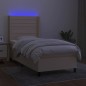 vidaXL Boxspringbett mit Matratze & LED Creme 90x190 cm Stoff vidaXL Boxspringbett mit Matratze & LED Creme 90x190 cm Stoff