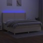 vidaXL Boxspringbett mit Matratze & LED Creme 200x200 cm Stoff vidaXL Boxspringbett mit Matratze & LED Creme 200x200 cm Stoff