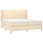 vidaXL Boxspringbett mit Matratze & LED Creme 200x200 cm Stoff vidaXL Boxspringbett mit Matratze & LED Creme 200x200 cm Stoff