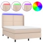 vidaXL Boxspringbett mit Matratze & LED Cappuccino-Braun 140x200cm vidaXL Boxspringbett mit Matratze & LED Cappuccino-Braun 140x200cm