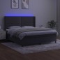 vidaXL Boxspringbett mit Matratze & LED Dunkelgrau 160x200 cm Samt vidaXL Boxspringbett mit Matratze & LED Dunkelgrau 160x200 cm Samt