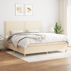 vidaXL Boxspringbett mit Matratze Creme 200x200 cm Stoff