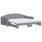 vidaXL Tagesbett Ausziehbar mit Matratze Hellgrau 90x190 cm Stoff vidaXL Tagesbett Ausziehbar mit Matratze Hellgrau 90x190 cm Stoff