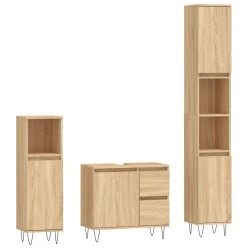 vidaXL 3-tlg. Badmöbel-Set Sonoma-Eiche Holzwerkstoff