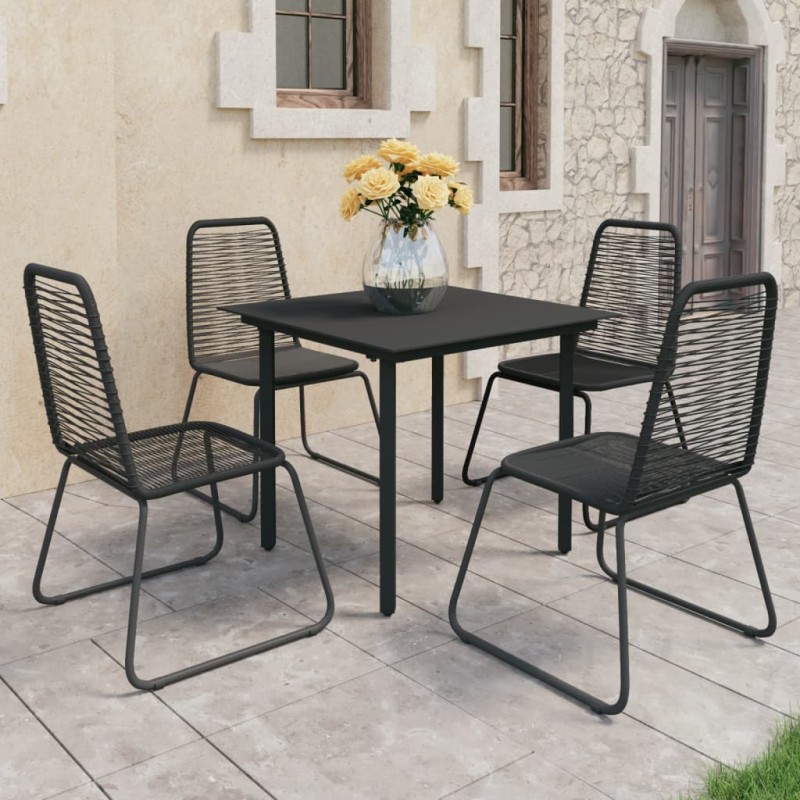 5-tlg. Garten-Essgruppe PVC Rattan Schwarz 5-tlg. Garten-Essgruppe PVC Rattan Schwarz