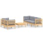 vidaXL 6-tlg. Garten-Lounge-Set mit Grauen Kissen Kiefernholz vidaXL 6-tlg. Garten-Lounge-Set mit Grauen Kissen Kiefernholz