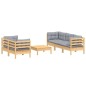 vidaXL 6-tlg. Garten-Lounge-Set mit Grauen Kissen Kiefernholz vidaXL 6-tlg. Garten-Lounge-Set mit Grauen Kissen Kiefernholz