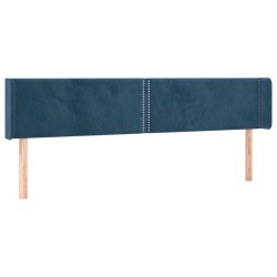 vidaXL Kopfteil mit Ohren Dunkelblau 163x16x78/88 cm Samt