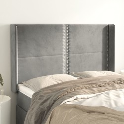 vidaXL Kopfteil mit Ohren Hellgrau 147x16x118/128 cm Samt
