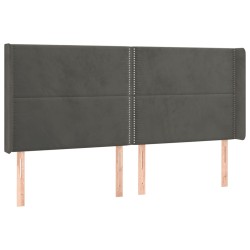 vidaXL Kopfteil mit Ohren Dunkelgrau 163x16x118/128 cm Samt