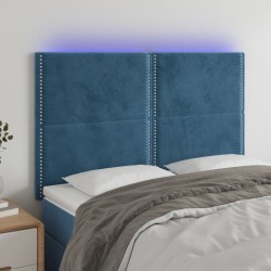 vidaXL LED Kopfteil Dunkelblau 144x5x118/128 cm Samt