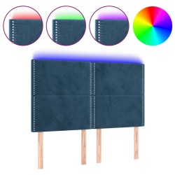 vidaXL LED Kopfteil Dunkelblau 144x5x118/128 cm Samt