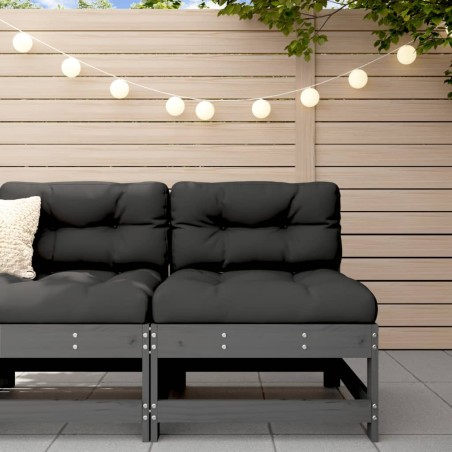 vidaXL Garten-Mittelsofa Grau Massivholz Kiefer