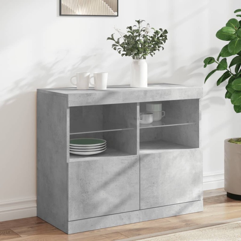 vidaXL Sideboard mit LED-Leuchten Betongrau 81x37x67 cm vidaXL Sideboard mit LED-Leuchten Betongrau 81x37x67 cm