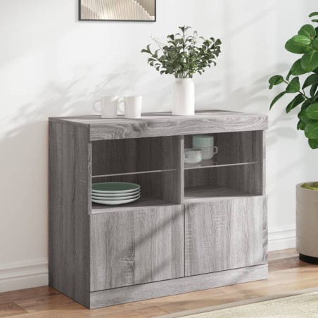 vidaXL Sideboard mit LED-Leuchten Grau Sonoma 81x37x67 cm