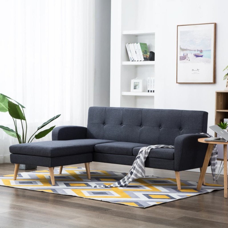 vidaXL Sofa in L-Form Stoffbezug 186 x 136 x 79 cm Dunkelgrau vidaXL Sofa in L-Form Stoffbezug 186 x 136 x 79 cm Dunkelgrau