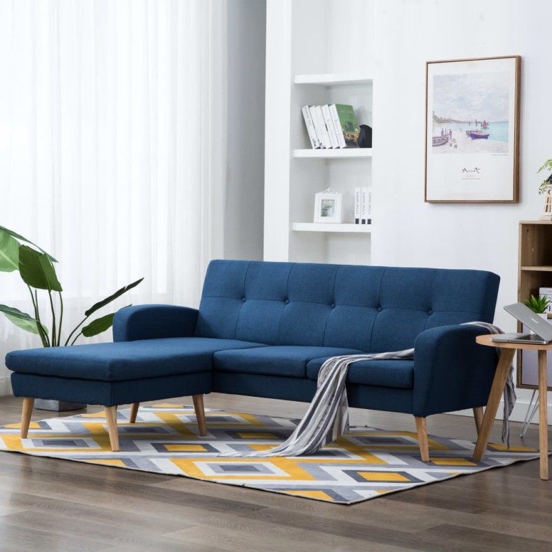 vidaXL Sofa in L-Form Stoffbezug 186 x 136 x 79 cm Blau vidaXL Sofa in L-Form Stoffbezug 186 x 136 x 79 cm Blau
