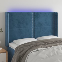vidaXL LED Kopfteil Dunkelblau 147x16x118/128 cm Samt