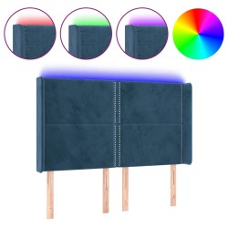 vidaXL LED Kopfteil Dunkelblau 147x16x118/128 cm Samt