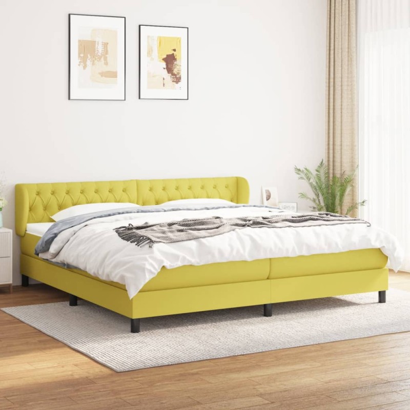 vidaXL Boxspringbett mit Matratze Grün 200x200 cm Stoff vidaXL Boxspringbett mit Matratze Grün 200x200 cm Stoff