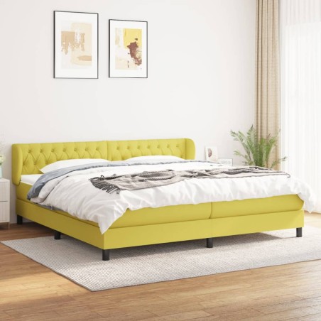 vidaXL Boxspringbett mit Matratze Grün 200x200 cm Stoff