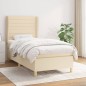vidaXL Boxspringbett mit Matratze Creme 90x190 cm Stoff vidaXL Boxspringbett mit Matratze Creme 90x190 cm Stoff