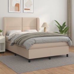 vidaXL Boxspringbett Matratze Cappuccino-Braun 140x190cm Kunstleder