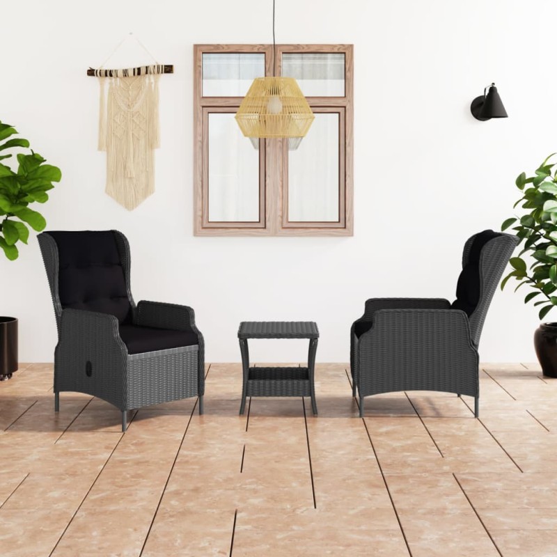 vidaXL 3-tlg. Garten-Lounge-Set mit Auflagen Poly Rattan Dunkelgrau vidaXL 3-tlg. Garten-Lounge-Set mit Auflagen Poly Rattan Dunkelgrau