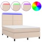 vidaXL Boxspringbett mit Matratze & LED Cappuccino-Braun 140x190cm vidaXL Boxspringbett mit Matratze & LED Cappuccino-Braun 140x190cm