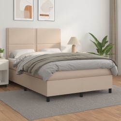 vidaXL Boxspringbett Matratze Cappuccino-Braun 140x190cm Kunstleder