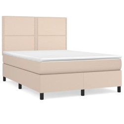 vidaXL Boxspringbett Matratze Cappuccino-Braun 140x190cm Kunstleder