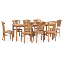 vidaXL 9-tlg. Garten-Essgruppe Massivholz Teak 