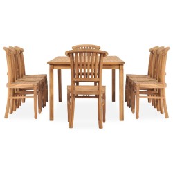 vidaXL 9-tlg. Garten-Essgruppe Massivholz Teak 