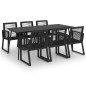 7-tlg. Garten-Essgruppe PVC Rattan Schwarz 7-tlg. Garten-Essgruppe PVC Rattan Schwarz