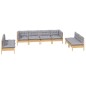 vidaXL 8-tlg. Garten-Lounge-Set mit Grauen Kissen Kiefer Massivholz vidaXL 8-tlg. Garten-Lounge-Set mit Grauen Kissen Kiefer Massivholz