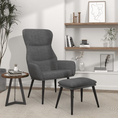 vidaXL Relaxsessel mit Hocker Hellgrau Stoff