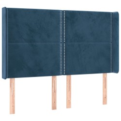 vidaXL Kopfteil mit Ohren Dunkelblau 147x16x118/128 cm Samt