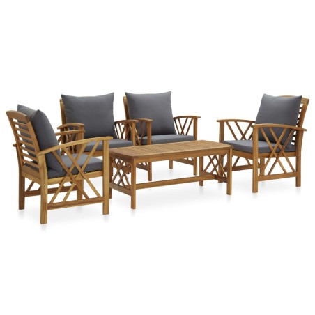 vidaXL 5-tlg. Garten-Lounge-Set mit Auflagen Massivholz Akazie