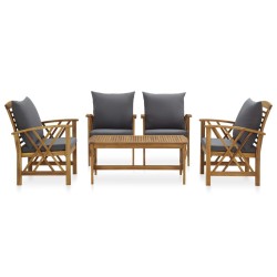vidaXL 5-tlg. Garten-Lounge-Set mit Auflagen Massivholz Akazie