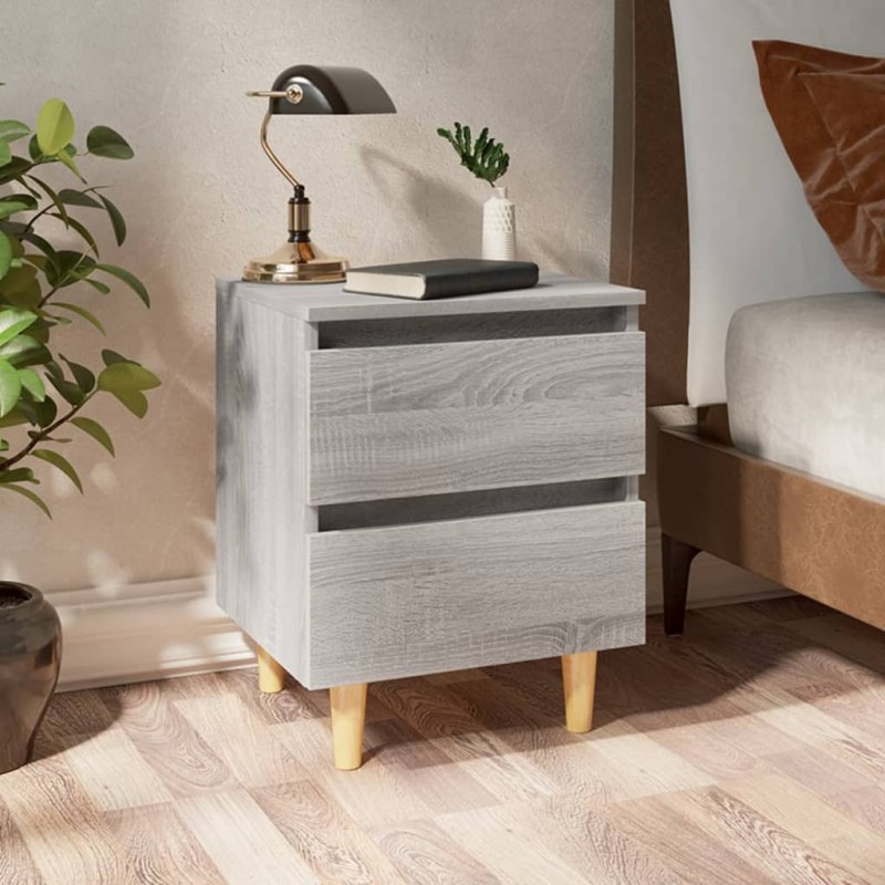 vidaXL Nachttisch mit Massivholz-Beinen Grau Sonoma 40x35x50 cm vidaXL Nachttisch mit Massivholz-Beinen Grau Sonoma 40x35x50 cm